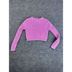 Aéropostale Pink Cable Knit Cropped Pullover Sweater XS Women Long Sleeve